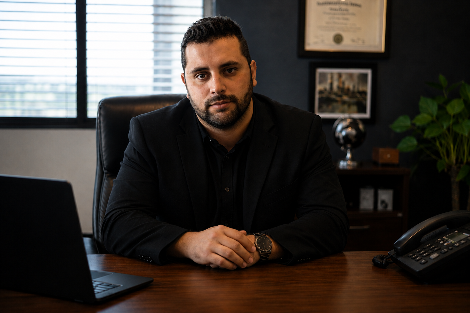 Owner of Mariners Security & Patrol at his Orange County office